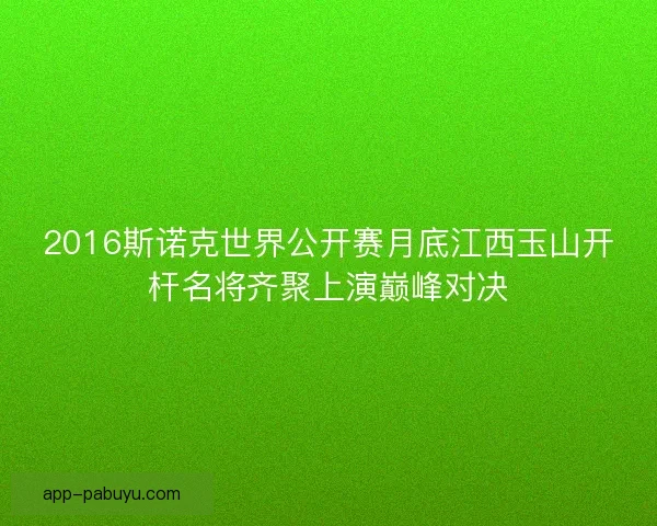 2016斯诺克世界公开赛月底江西玉山开杆名将齐聚上演巅峰对决